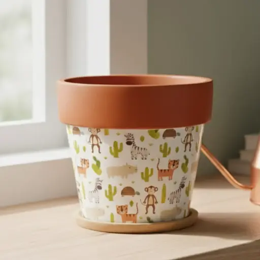 Pot Terracotta with Paper Design-Kids Jungle