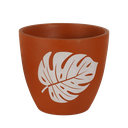 Pot Terracotta with Monstera Leaf Motif