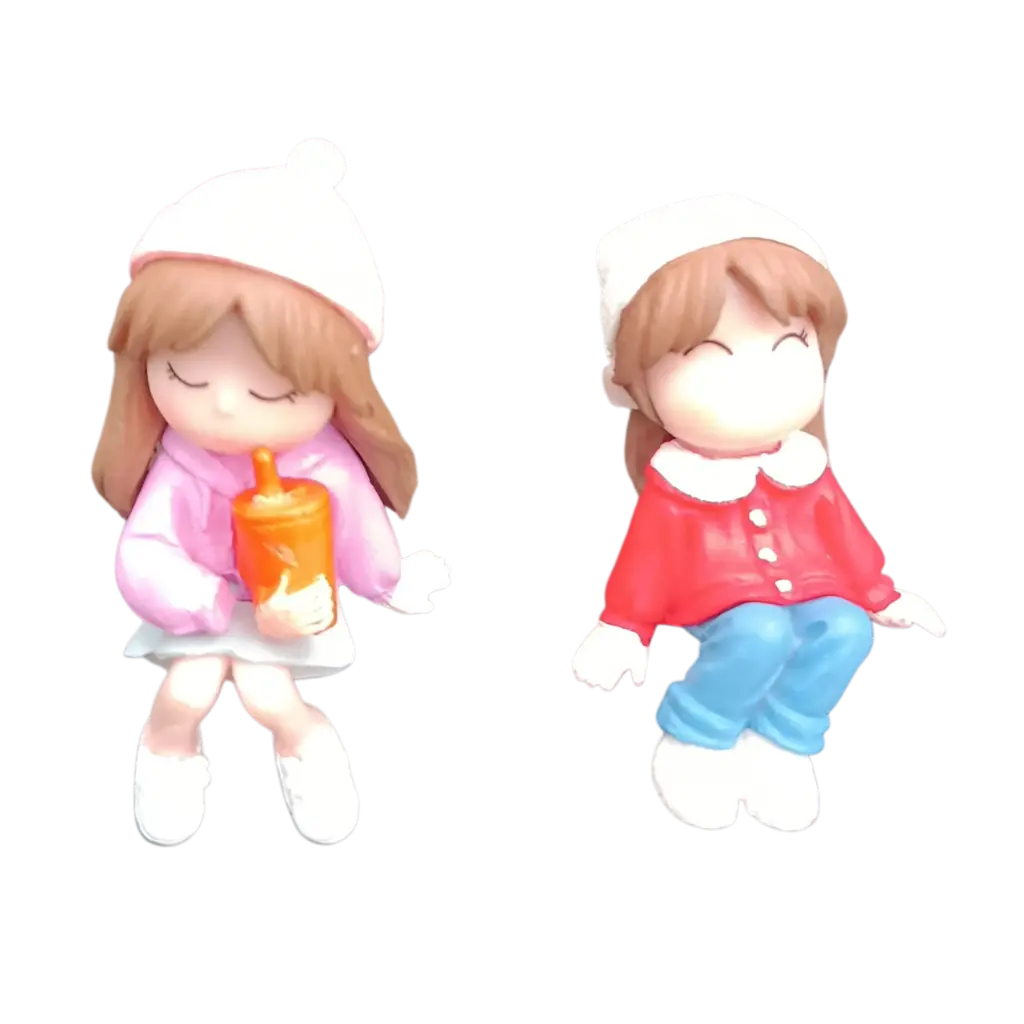 Miniature Cute Sitting Girls