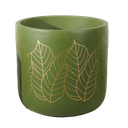 Pot Terracotta Green with Golds Leaf  