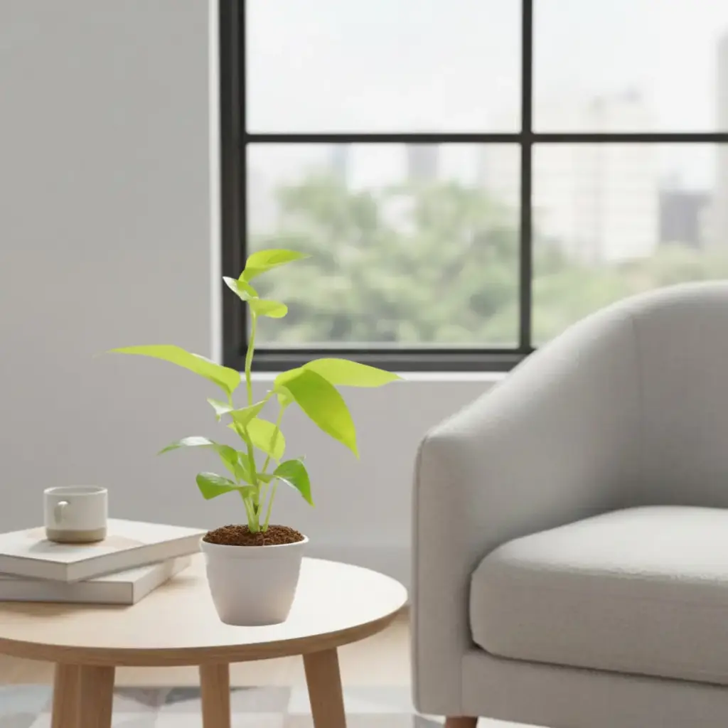 [PLCV EPNE PT 0008  326ml] मनी प्लांट गोल्डन, एपिप्रेमनम औरेयम नीओन (पॉट # 3'' 326ml)