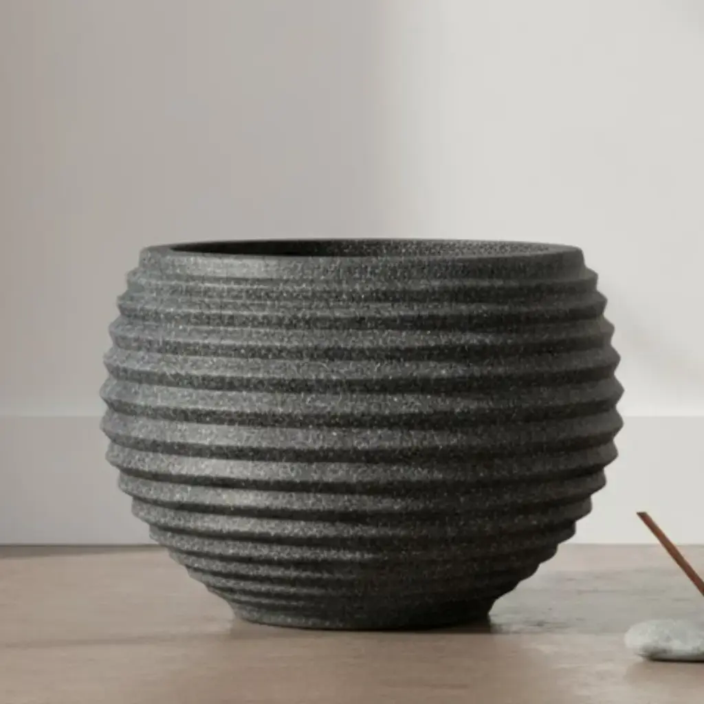 [PORE ROMB D070 H45.5] Pot Mediterranean Black Flat (Size A)