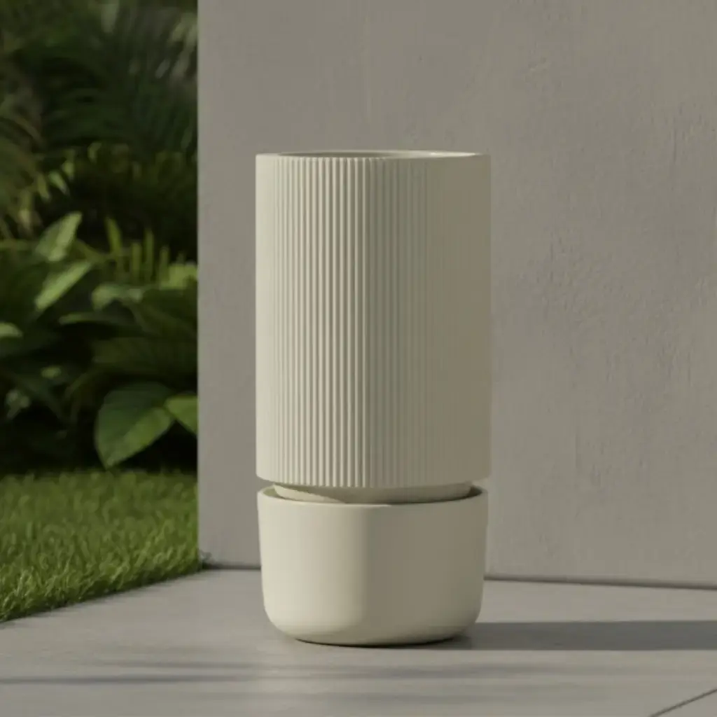 Pot FRA92C White & Golden Line