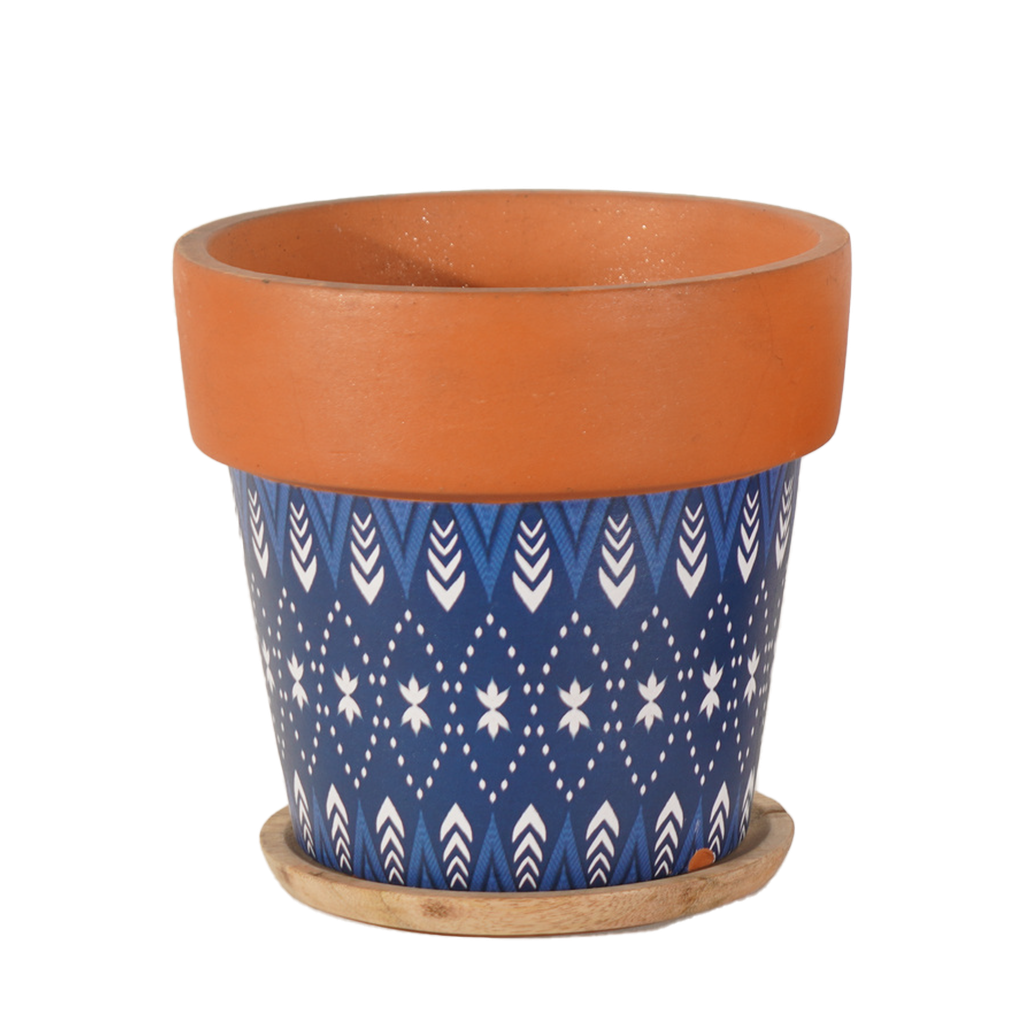 Pot Terracotta with Paper Design