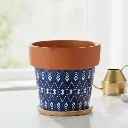 पॉट टेराकोटा विद पेपर डिज़ाइन