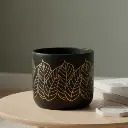 Pot Terracotta Black with Golds Leaf 