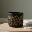 Pot Terracotta Black with Golds Leaf 