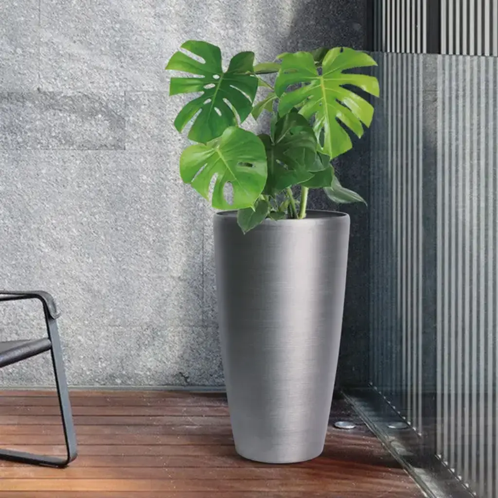 [SL6003A.31 Brushed Steel] पॉट कंटेम्पररी राउंड (Size A, Brushed Steel)