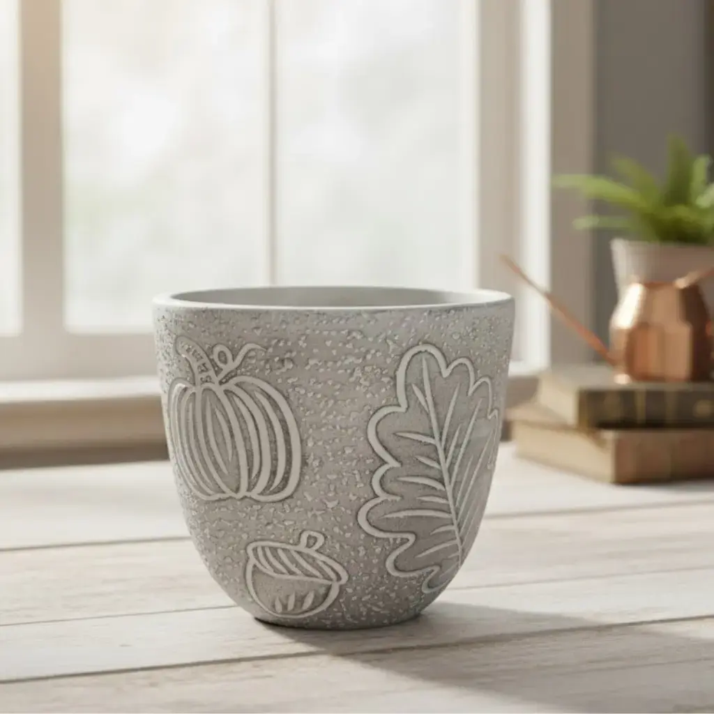 Pot Ceramic Autumn cone A584 (Light Grey)