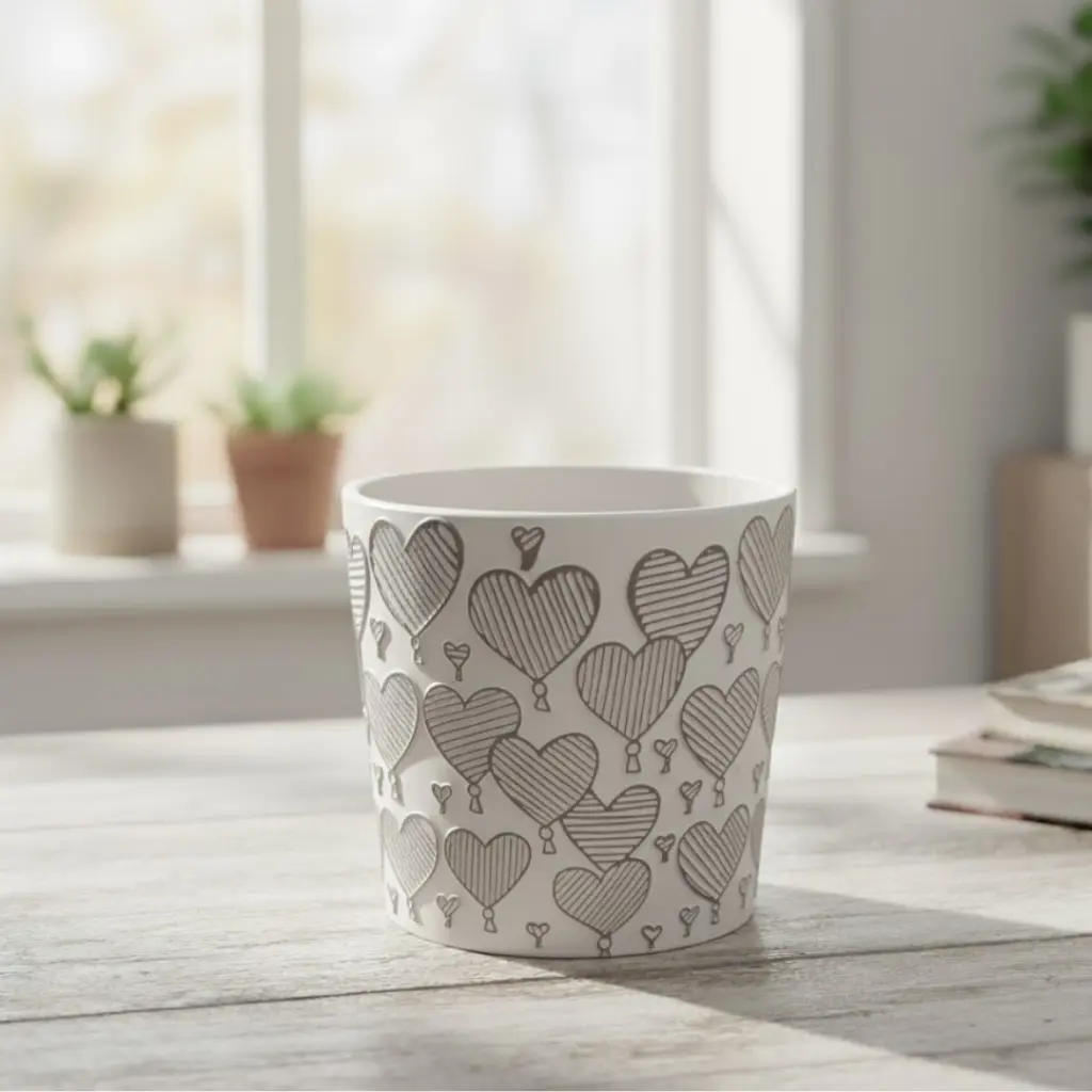 Pot Ceramic Heart A602 (Matt Pink)