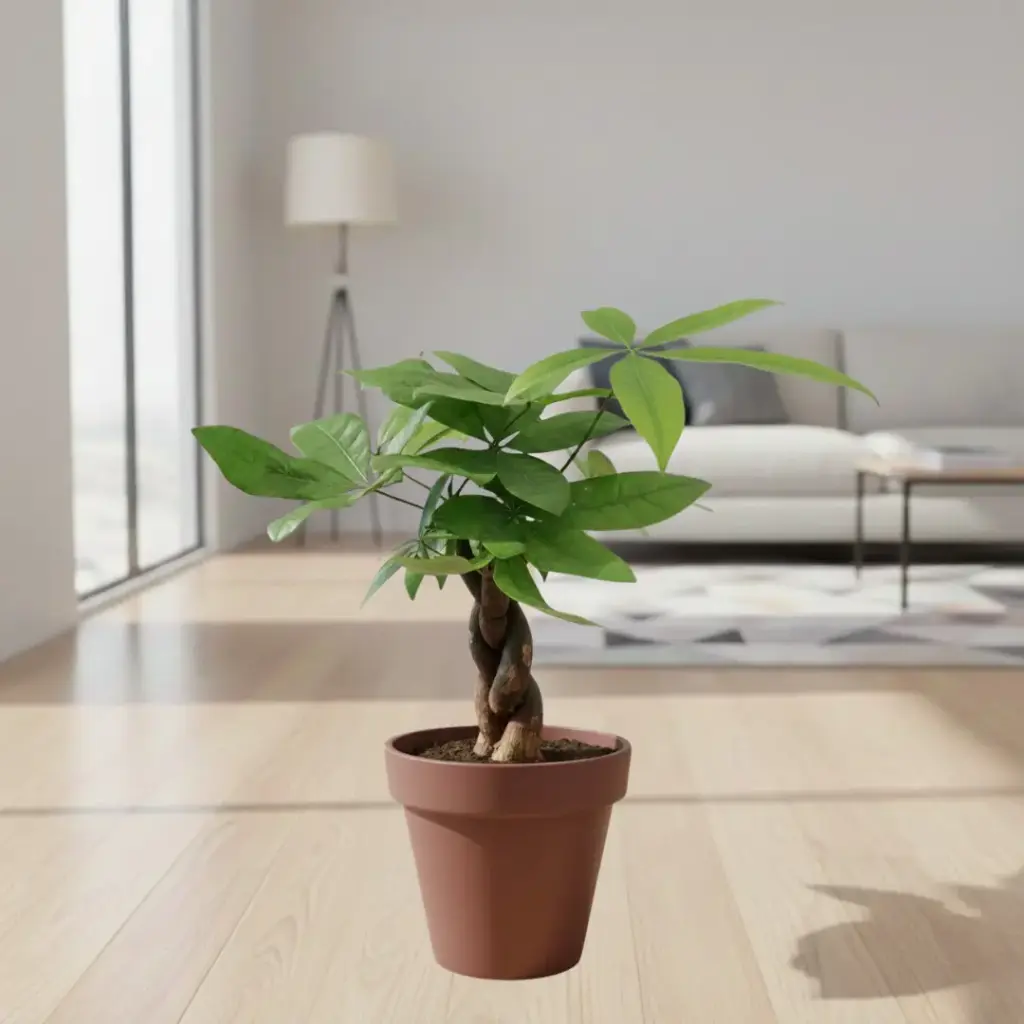 [PLFP PAAQ PT 0008 326ml] Braided Money tree, Pachira aquatica (Pot # 4'' 785ml, 3'' ht)