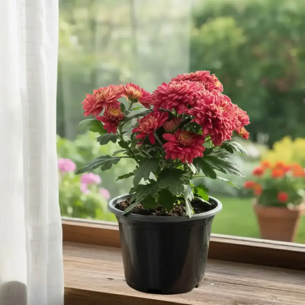 [PLAN CHMO PT 0013 785ML H015] Shevanti Dark Red, Chrysanthemum morifolium   (Pot # 4'' 785ml)