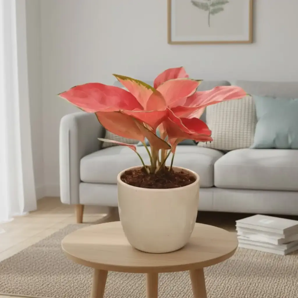 Aglaonema 'Red Vein' 6" with Pot Piyali No.2 White