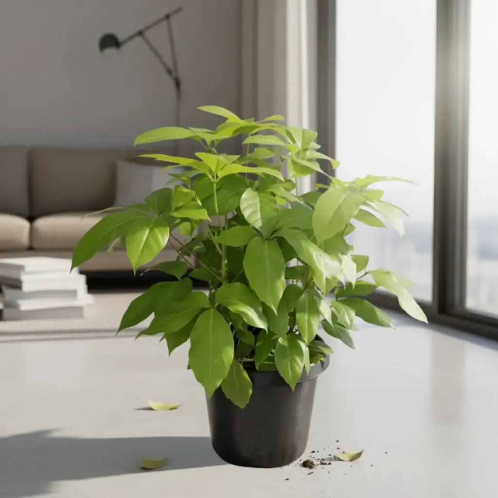 [PLTR SCAS PT 0015 1.6L H030] Brassia golden, Schefflera actinophylla Amate Soleil (Pot # 5" 1.6L)