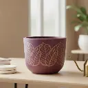 Pot Terracotta Maroon with Golds Leaf   