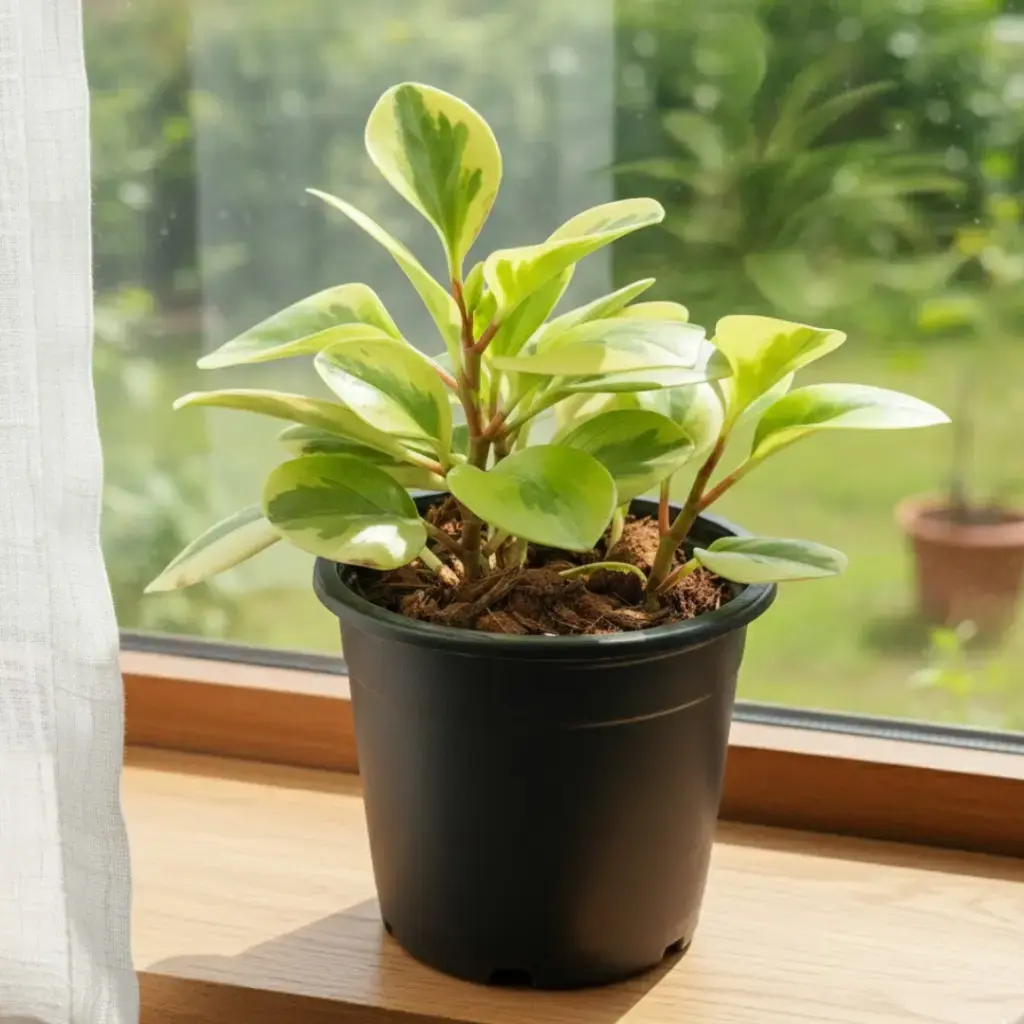 Baby rubber plant, Peperomia obtusifolia variegated