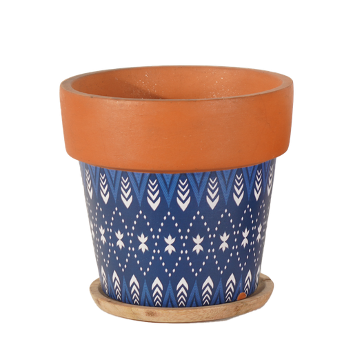 Pot Terracotta with Paper Design