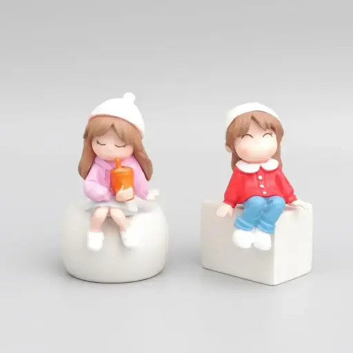 Miniature Cute Sitting Girls