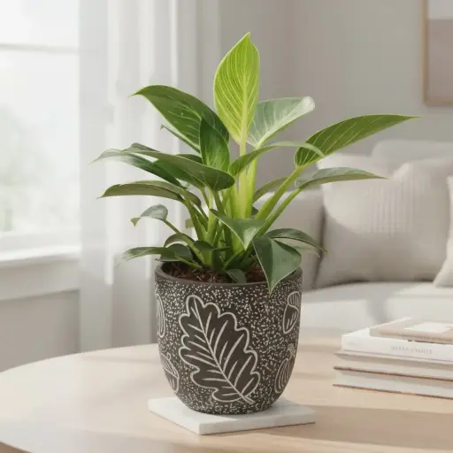 Philodendron Birkin with Pot Leaf A580 Black