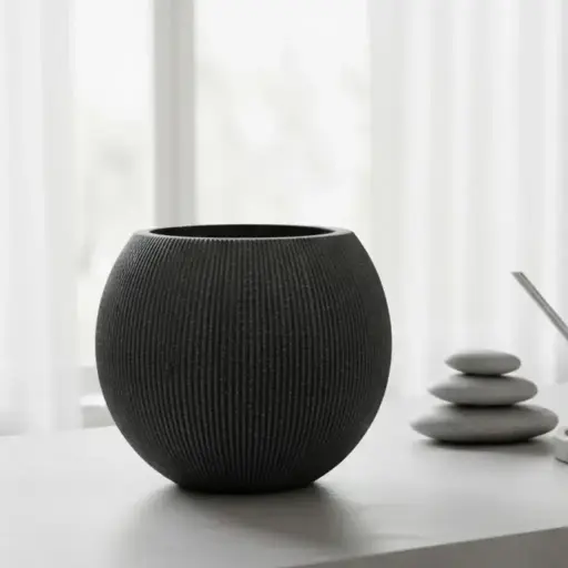 [PORE ROBL D037 H030] Pot Mediterranean Black Bowl