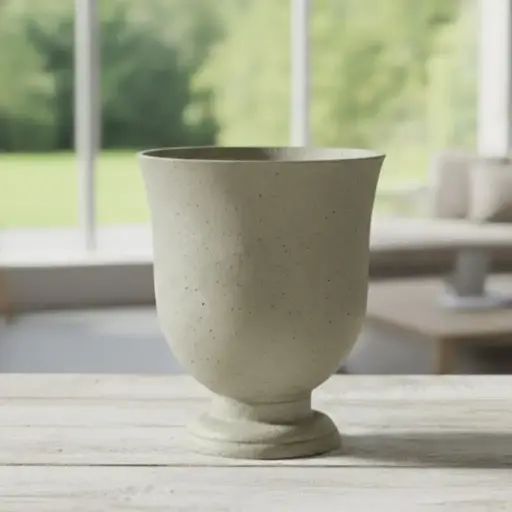 [PORE ROHW D035 H041] Pot Huskey White Urn