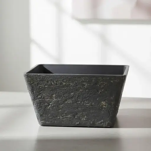 [PORE SQAS L035 W035 H020] Pot Ash Stone Bowl Square