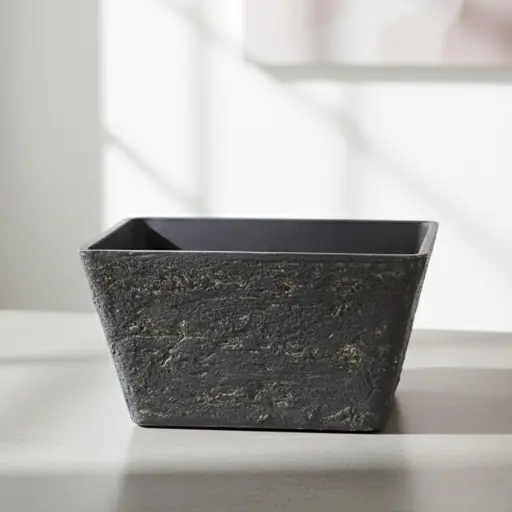 [PORE SQAS L035 W035 H020] Pot Ash Stone Bowl Square